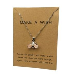 Make a Wish Pink Bee Pearl necklace & card | queen bee bumblebee 🐝 keeper silver